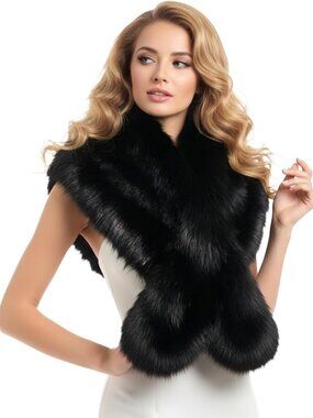 Cozy Women's Faux Fur Collar Scarf Wrap - Warm Winter Shawl & Neck Warmer